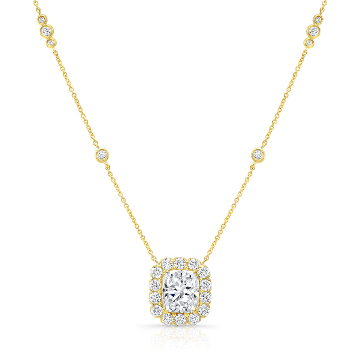 Uneek Signature Collection Halo Cushion Cut Diamond Pendant