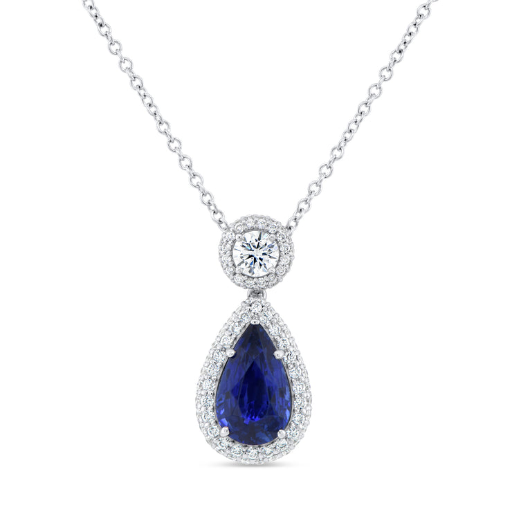 Uneek Precious Collection Pear Shaped Blue Sapphire Drop Pendant