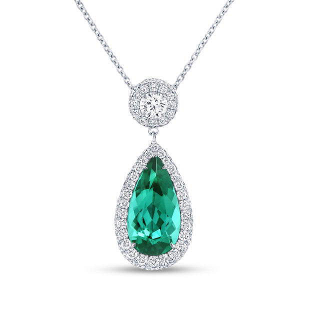 Uneek Signature Collection Pear Shaped Green Tourmaline Drop Pendant