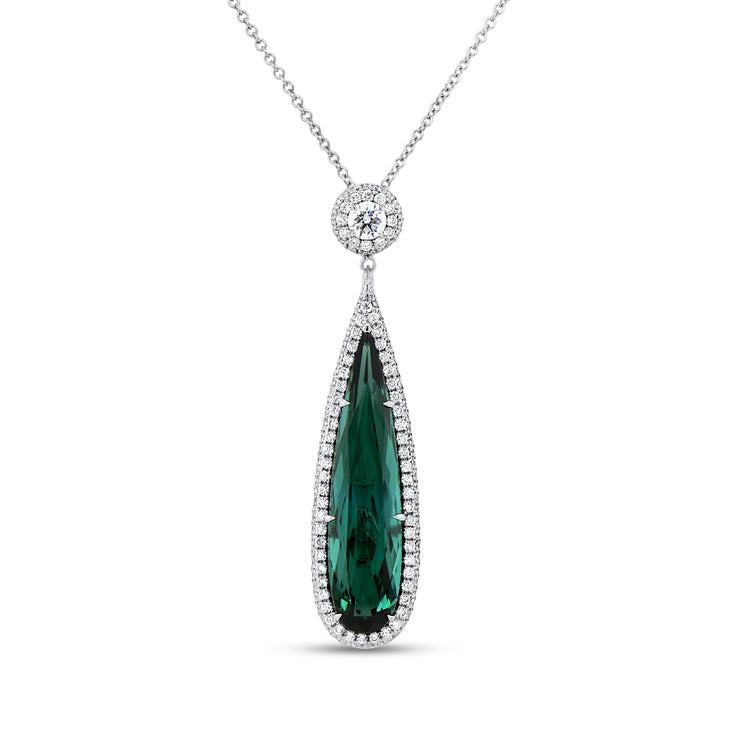 Uneek Signature Collection Pear Shaped Green Tourmaline Drop Pendant