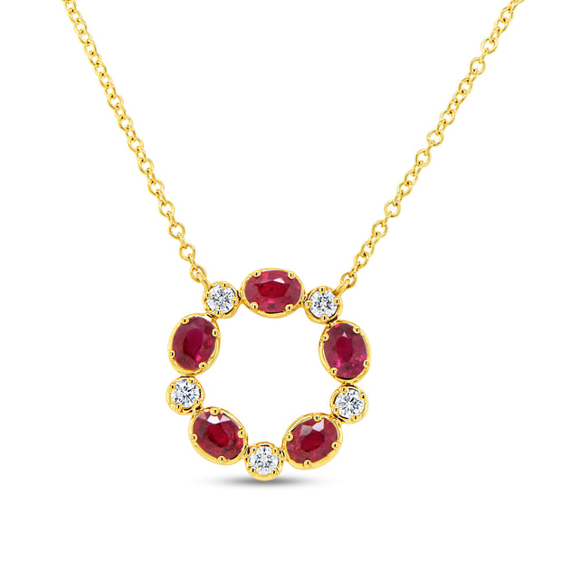 Uneek Medallion Collection Medallion Oval Shaped Ruby Medallion Pendant