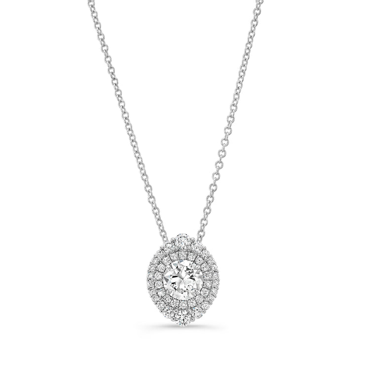 Uneek Petals Collection Halo Round Drop Pendant