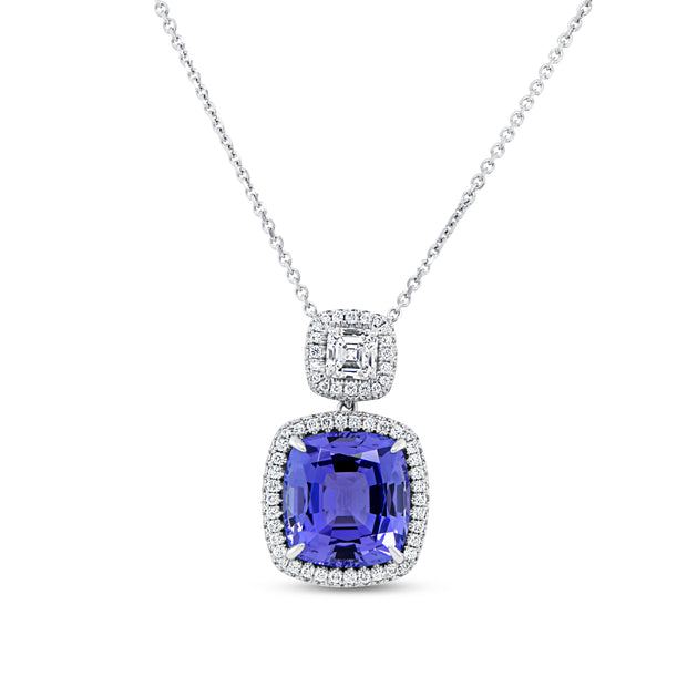 Uneek Precious Collection Drop Cushion Cut Tanzanite Fashion Pendant