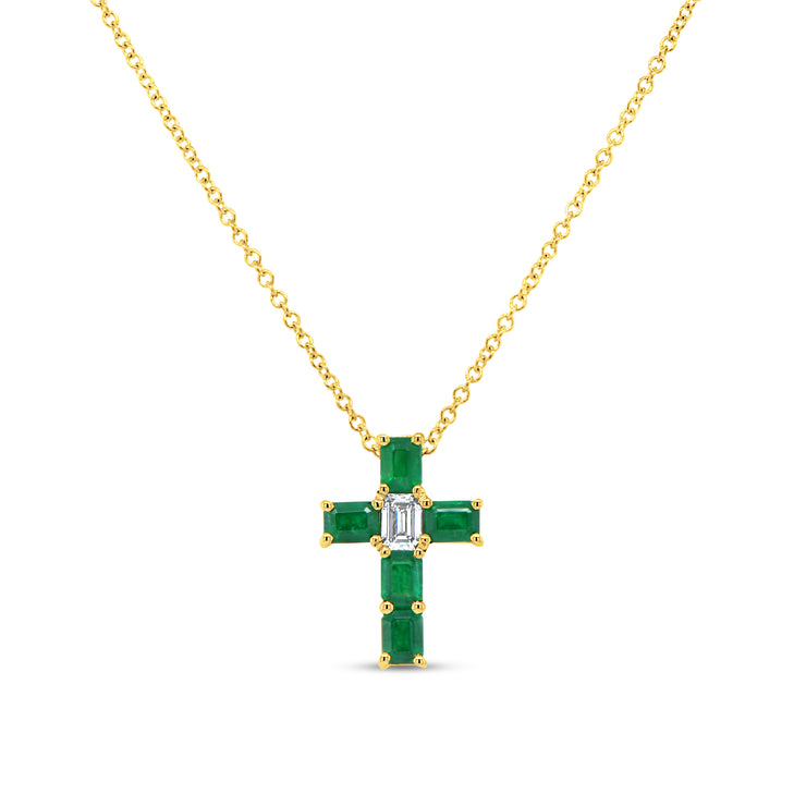 Uneek Icons Collection Cross Emerald Pendant