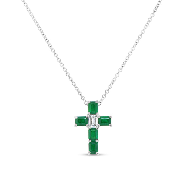 Uneek Icons Collection Cross Emerald Pendant