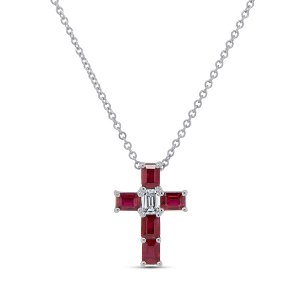 Uneek Icons Collection Cross Ruby Pendant