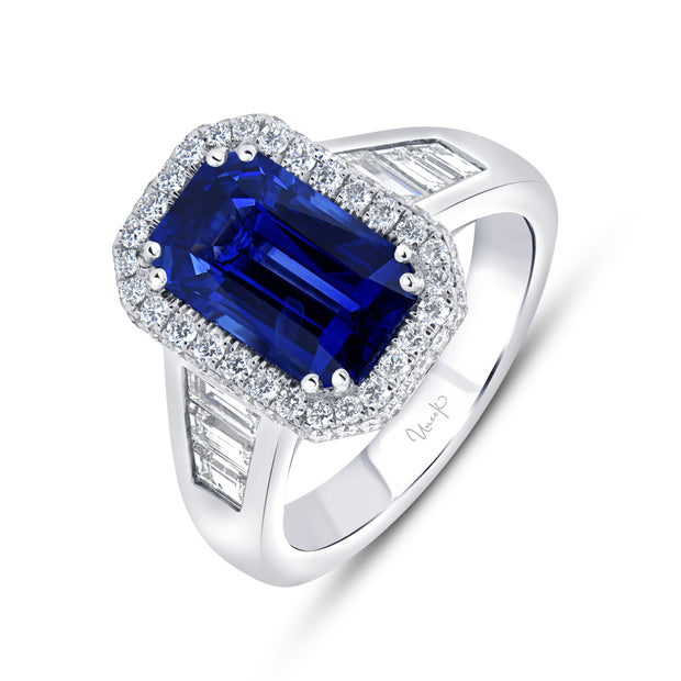 Uneek Precious Collection Tapered Radiant Blue Sapphire Fashion Ring