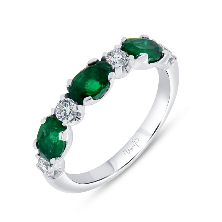 Uneek Precious Collection Straight Oval Shaped Emerald Fashion Ring