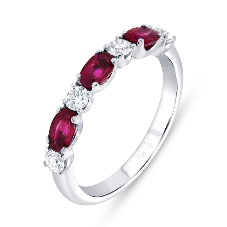 Uneek Precious Collection Straight Oval Shaped Ruby Anniversary Ring