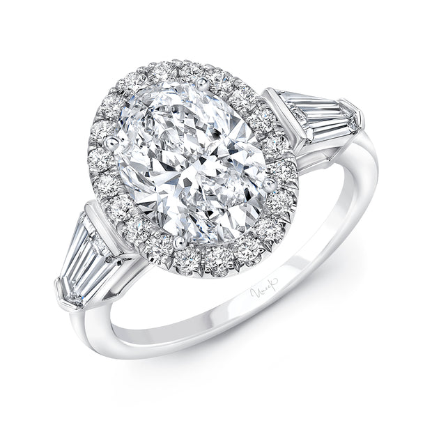 Uneek Signature Collection Halo Oval Shaped Diamond Engagement Ring