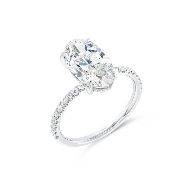 Uneek Signature Collection Under-Halo Oval Shaped Diamond Engagement Ring