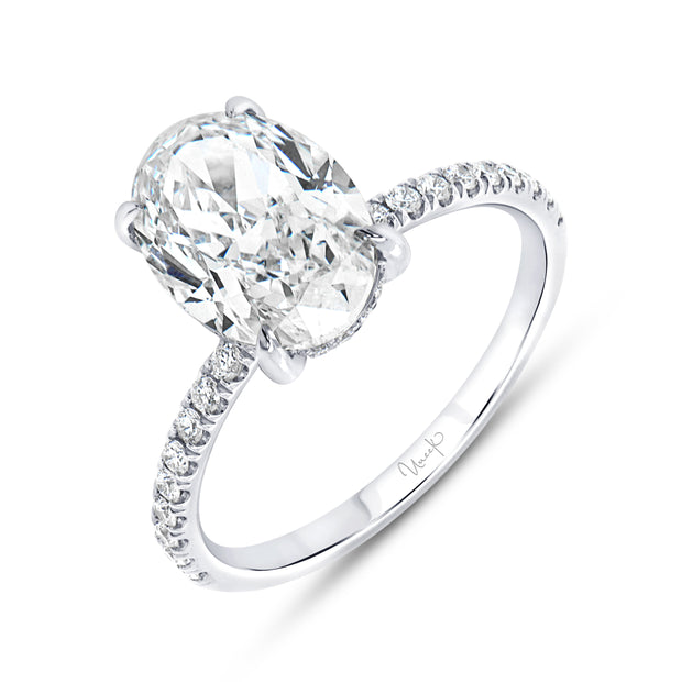 Uneek Signature Collection Under-Halo Oval Shaped Diamond Engagement Ring