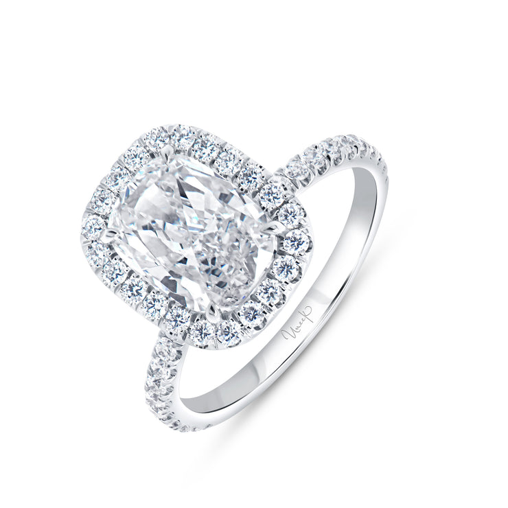 Uneek Signature Collection Halo Cushion Cut Diamond Engagement Ring