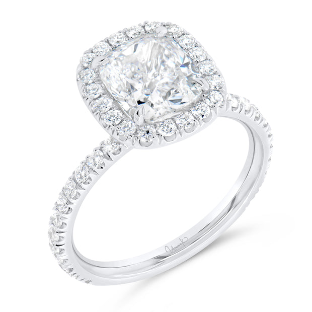 Uneek Signature Collection Halo Cushion Cut Diamond Engagement Ring