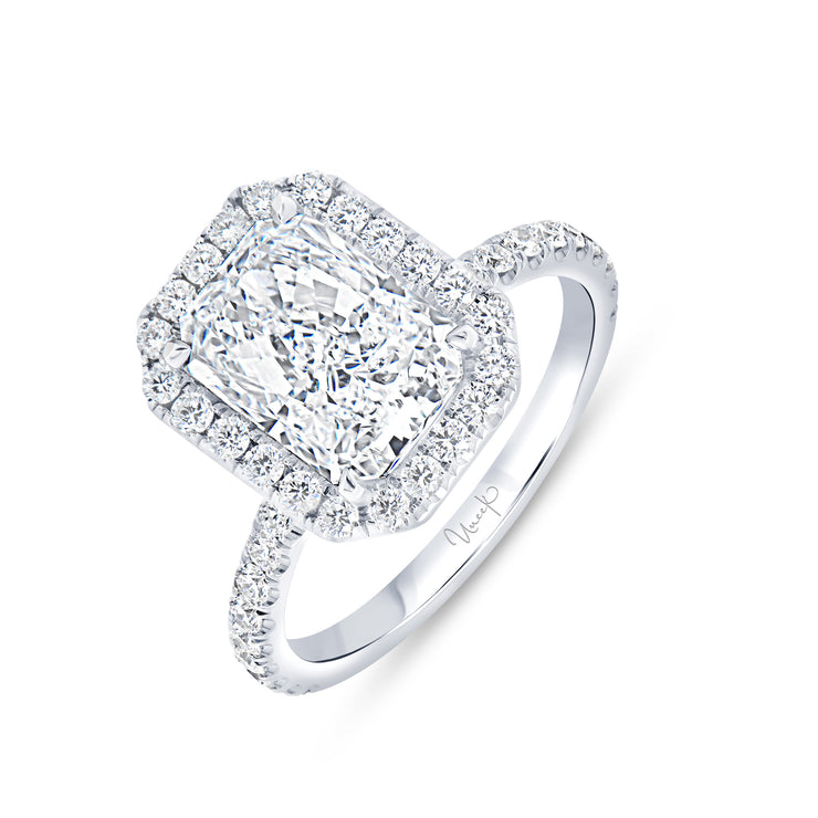 Uneek Signature Collection Halo Radiant Diamond Engagement Ring