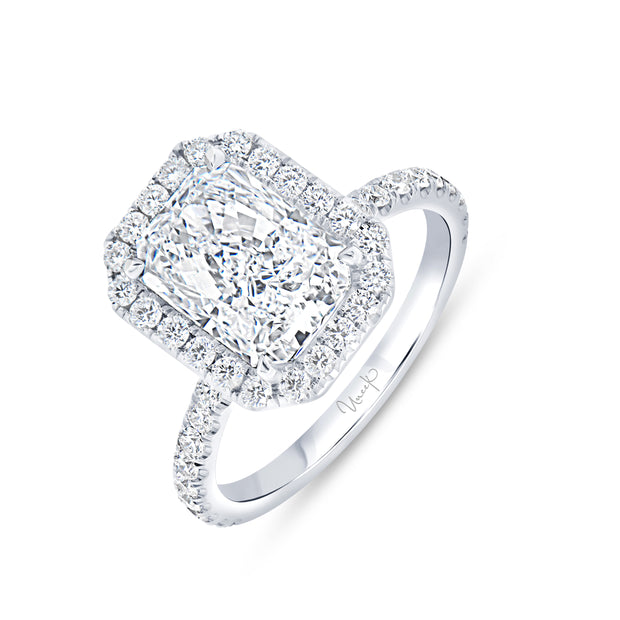 Uneek Signature Collection Halo Radiant Diamond Engagement Ring