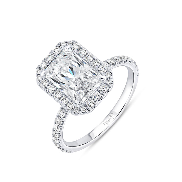 Uneek Signature Collection Halo Radiant Diamond Engagement Ring