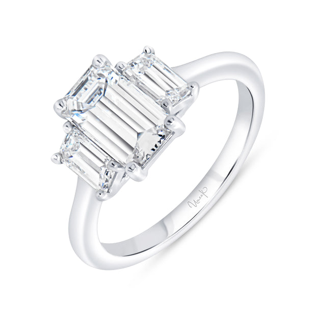 Uneek Signature Collection Three-Stone Emerald Cut Diamond Engagement Ring