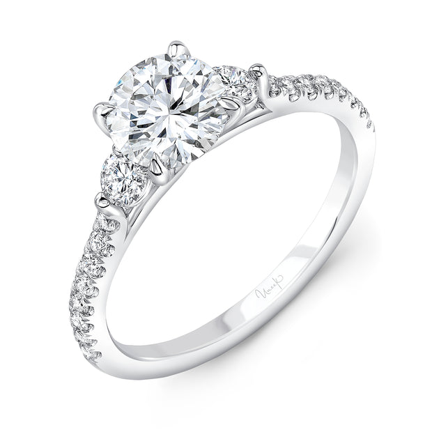 Uneek Timeless Collection Three-Stone Round Engagement Ring