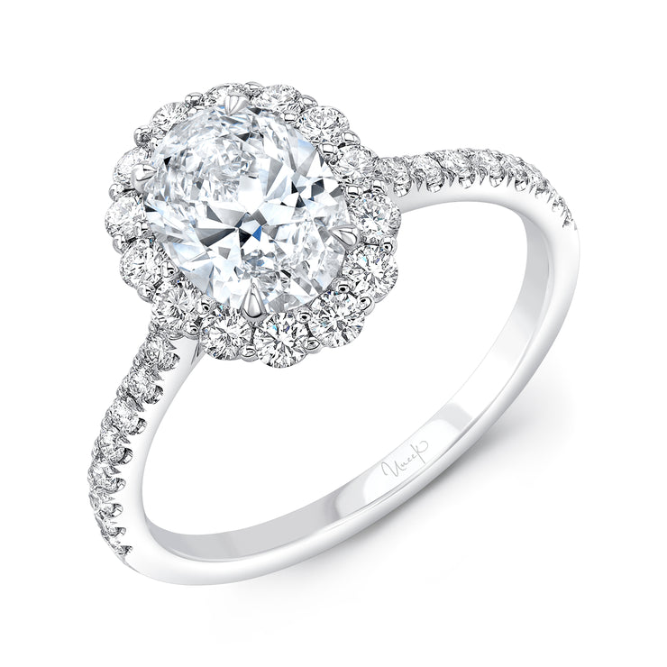 Uneek Timeless Collection Halo Oval Shaped Engagement Ring