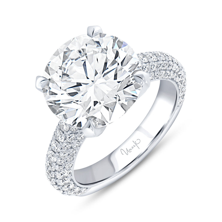 Uneek Signature Collection 3-Sided Round Diamond Engagement Ring