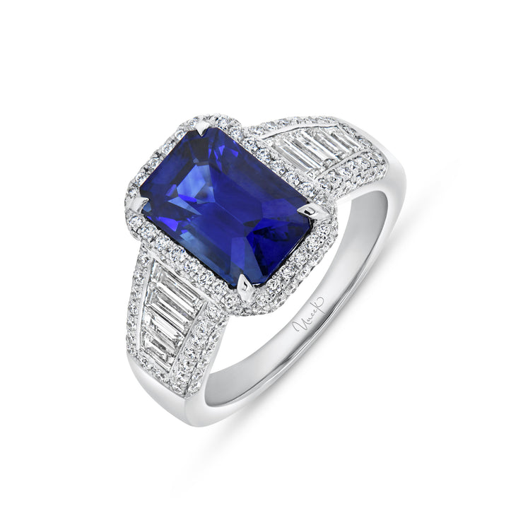 Uneek Signature Collection Halo Emerald Cut Engagement Ring