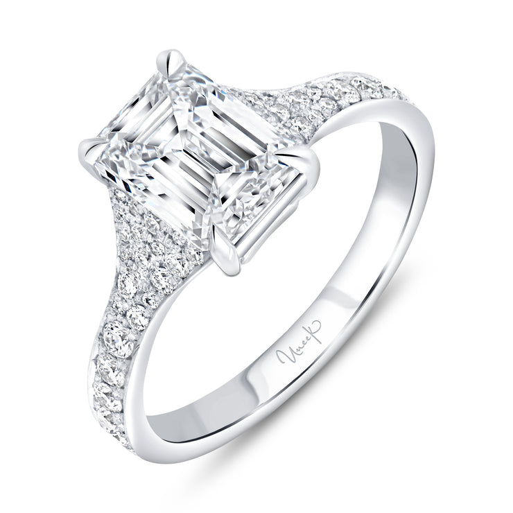 Uneek Signature Collection Cathedral Emerald Cut Diamond Engagement Ring