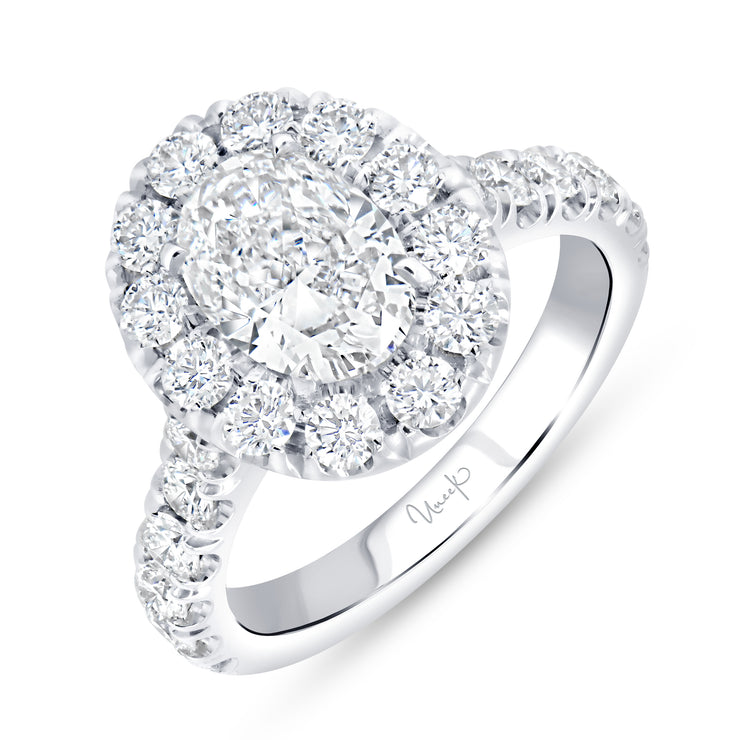 Uneek Signature Collection Halo Oval Shaped Diamond Engagement Ring