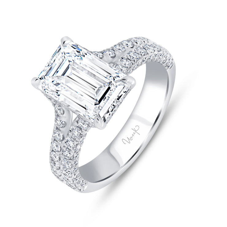 Uneek Signature Collection Split Emerald Cut Diamond Engagement Ring