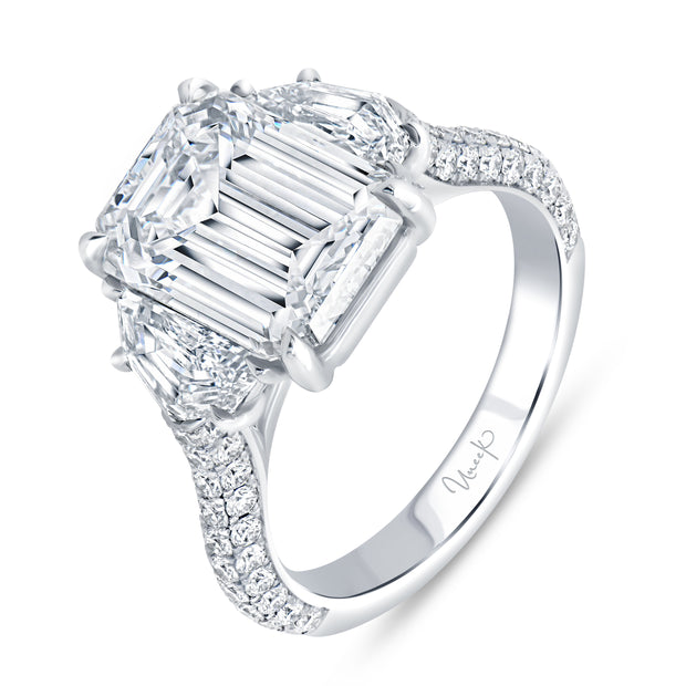 Uneek Signature Collection 3-Sided Emerald Cut Diamond Engagement Ring