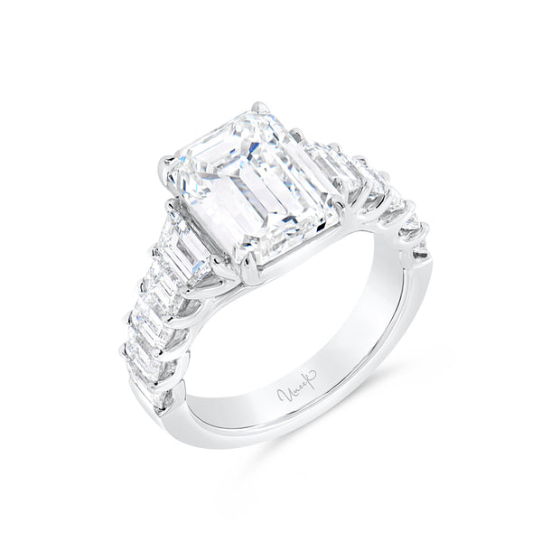 Uneek Signature Collection Solitaire Emerald Cut Diamond Engagement Ring