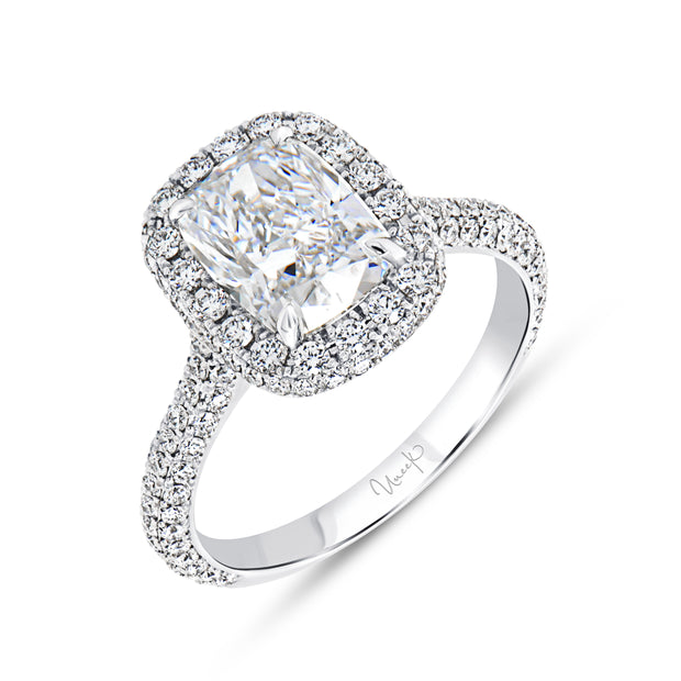 Uneek Signature Collection Halo Cushion Cut Diamond Engagement Ring