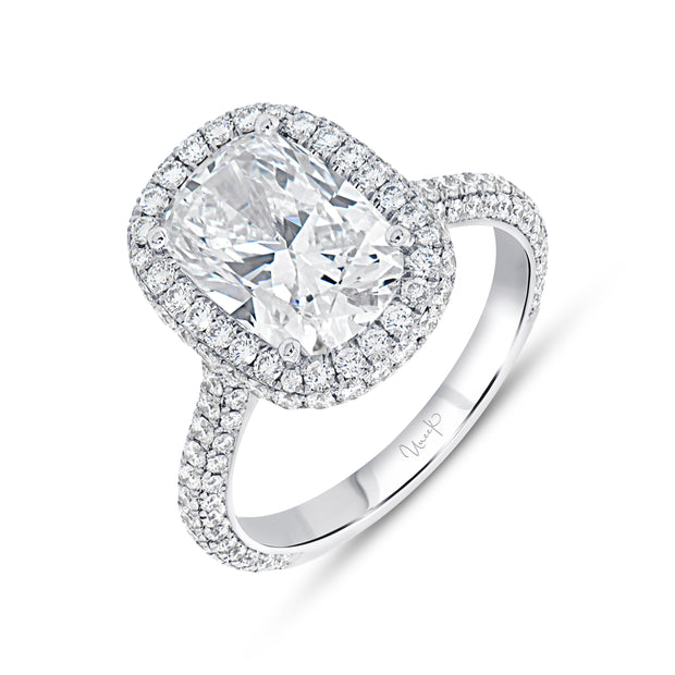 Uneek Signature Collection Halo Cushion Cut Diamond Engagement Ring