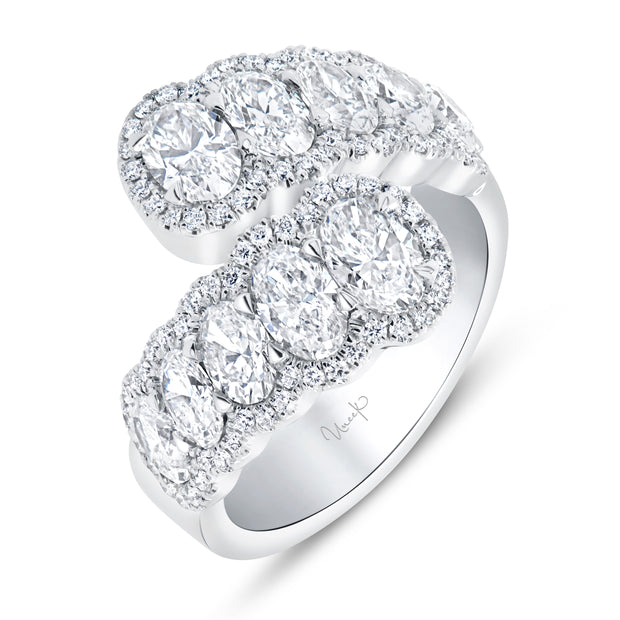 Uneek Signature Collection Bypass Oval Shaped Diamond Anniversary Ring