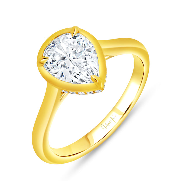 Uneek Alexandria Collection Bezel Pear Shaped Engagement Ring