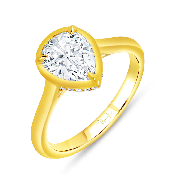 Uneek Alexandria Collection Bezel Pear Shaped Engagement Ring