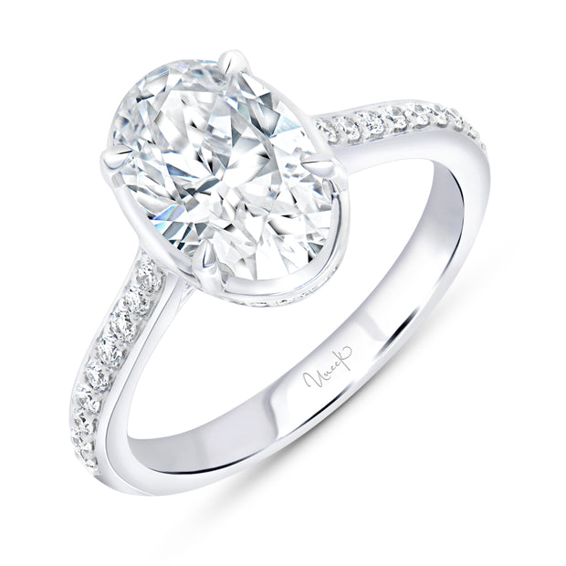 Uneek Alexandria Collection Halo Oval Shaped Engagement Ring