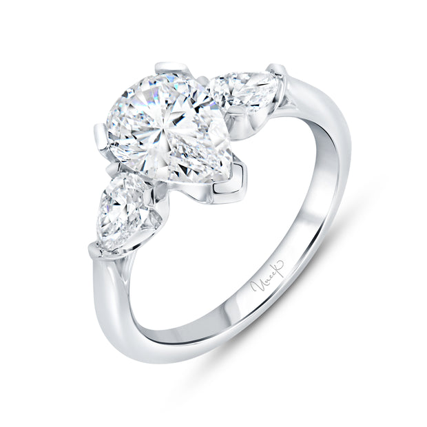 Uneek Alexandria Collection Three-Stone Pear Shaped Engagement Ring