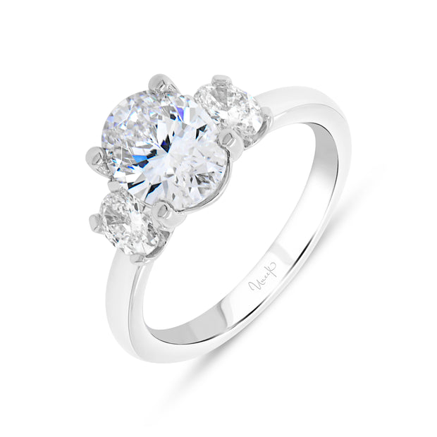 Uneek Alexandria Collection Three-Stone Oval Shaped Engagement Ring