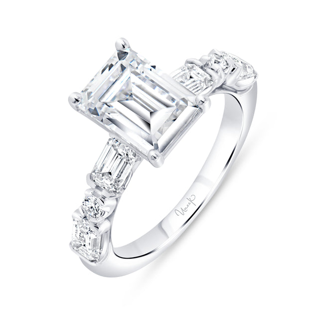 Uneek Timeless Collection Straight Emerald Cut Engagement Ring