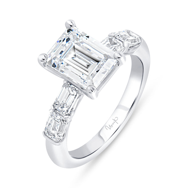 Uneek Timeless Collection Straight Emerald Cut Engagement Ring