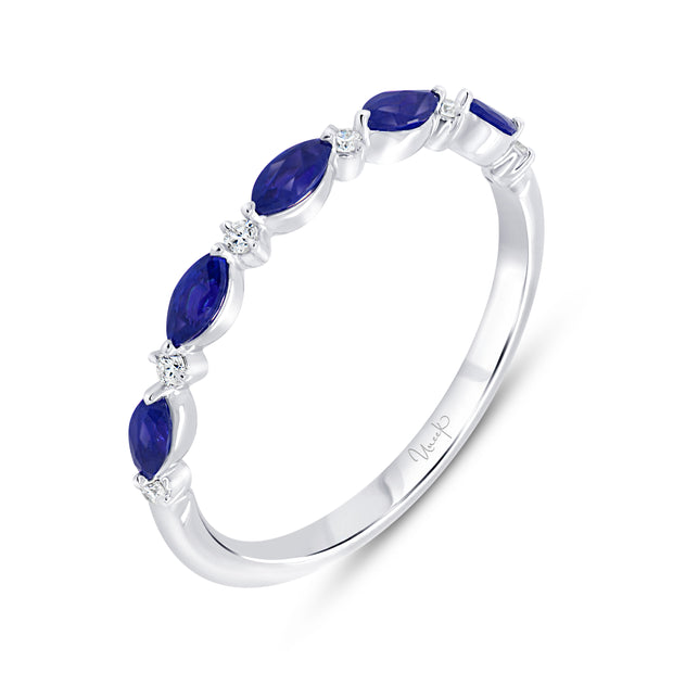 Uneek Stackable Collection 1-Row Marquise Blue Sapphire Fashion Ring