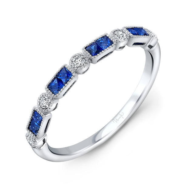 Uneek Precious Collection 1-Row Princess Cut Blue Sapphire Fashion Ring