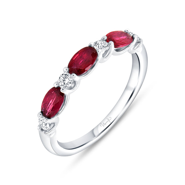 Uneek Precious Collection 1-Row Oval Shaped Ruby Fashion Ring