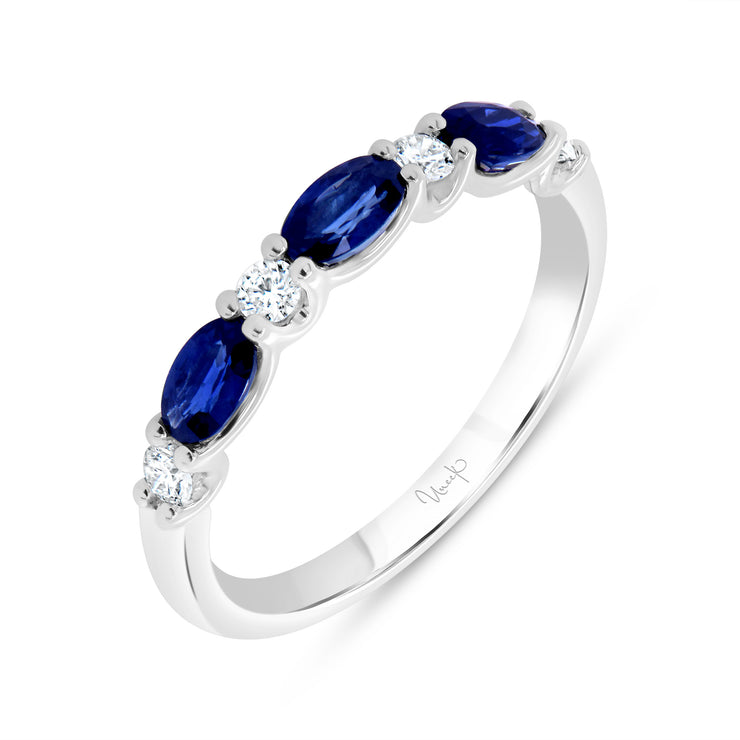 Uneek Precious Collection 1-Row Oval Shaped Blue Sapphire Fashion Ring