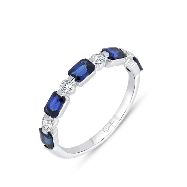 Uneek Precious Collection 1-Row Emerald Cut Blue Sapphire Fashion Ring