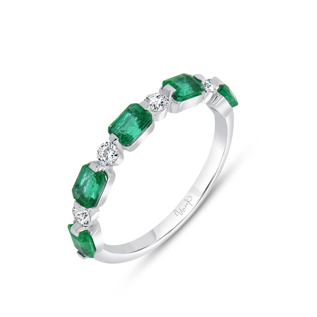 Uneek Precious Collection 1-Row Emerald Cut Emerald Fashion Ring