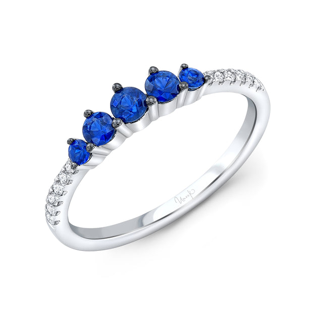 Uneek Precious Collection 1-Row Round Blue Sapphire Fashion Ring