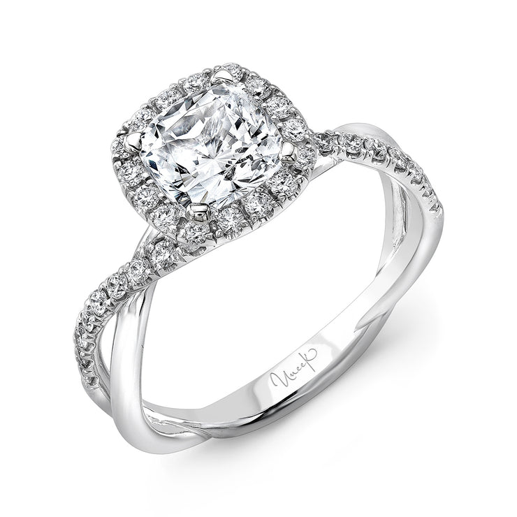 Uneek Infinity Collection Halo Cushion Cut Engagement Ring