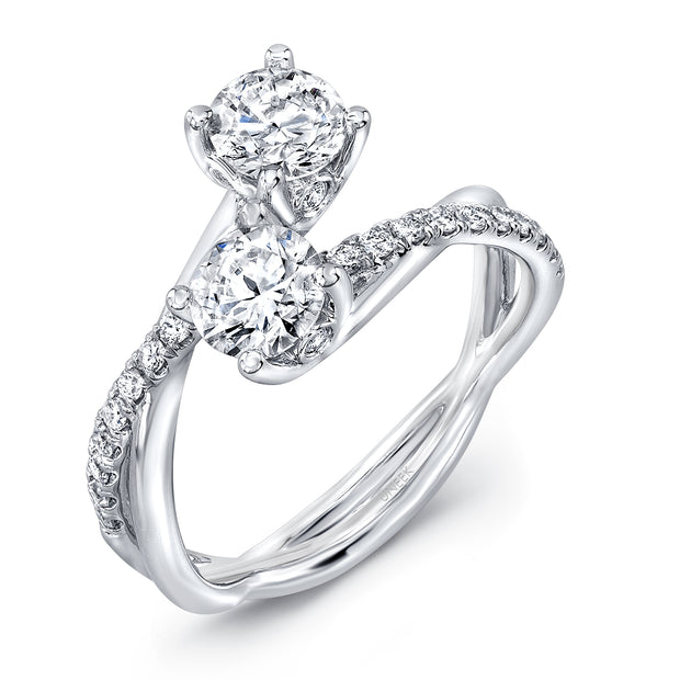 Uneek Two-Stone Diamond Ring with Infinity-Style Crisscross Shank